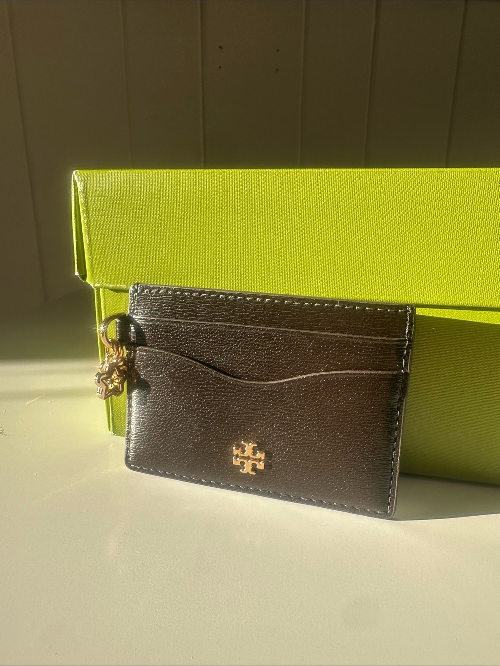 Tory Burch Dark Brown Card Holder with Charms